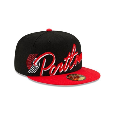 Portland Trail Blazers Gorra | New Era NBA Cursive 59fifty Fitted Cap Mexico - Negros